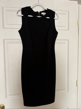 Calvin Klein Black Sleeveless Cutout Midi Sheath Dress
